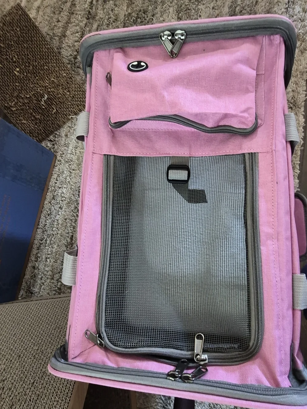 Pink Rolling Small Pet Carrier with Mesh Ventilation and Telescoping Handle